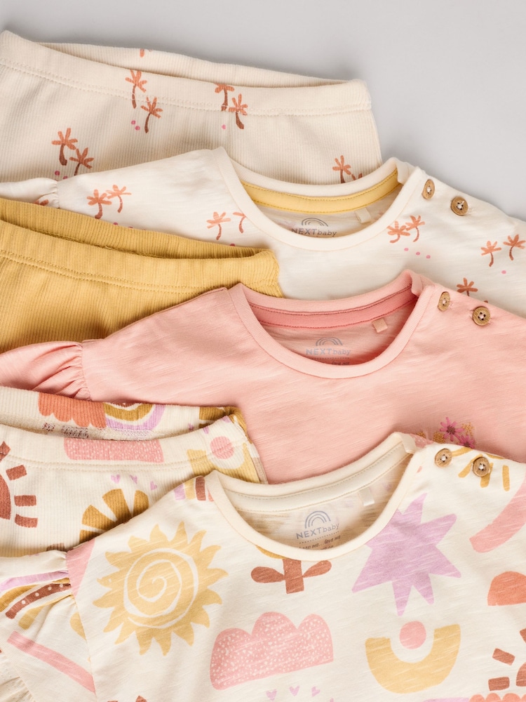 Кораловий рожевий - Printed персонаж немовля топи та легінси 6 Pack Set - Image 12 of 15