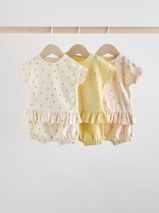 Yellow/ White Fruit - Baby Short Sleeve 100% Cotton Top and Shorts Set - Image 1 of 15