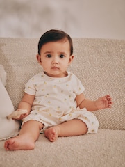Yellow/ White Fruit - Baby Short Sleeve 100% Cotton Top and Shorts Set - Image 3 of 15