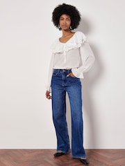 Apricot White Ruffle Collar Blouse - Image 3 of 6