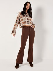 Apricot Grey Crochet Squares Boxy Jumper - Image 4 of 4