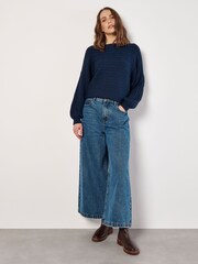 Apricot Blue Aran Stripe Batwing Knit Jumper - Image 3 of 4