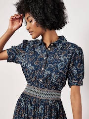 Apricot Blue Paisley Shirt Midi Dress - Image 2 of 4