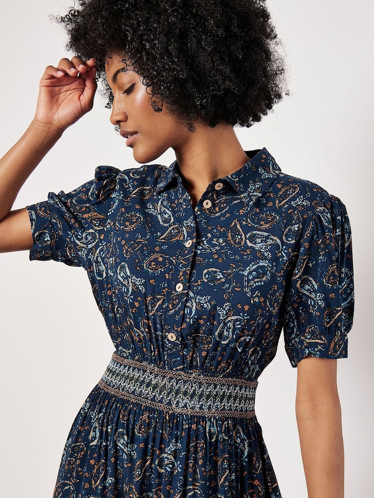 Apricot Blue Paisley Shirt Midi Dress - Image 2 of 4