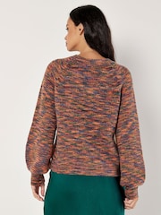Apricot Orange Waffle Knit Spacedye Jumper - Image 4 of 4