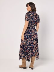 Apricot Blue Floral Magic Hanky Hem Midi Dress - Image 3 of 4