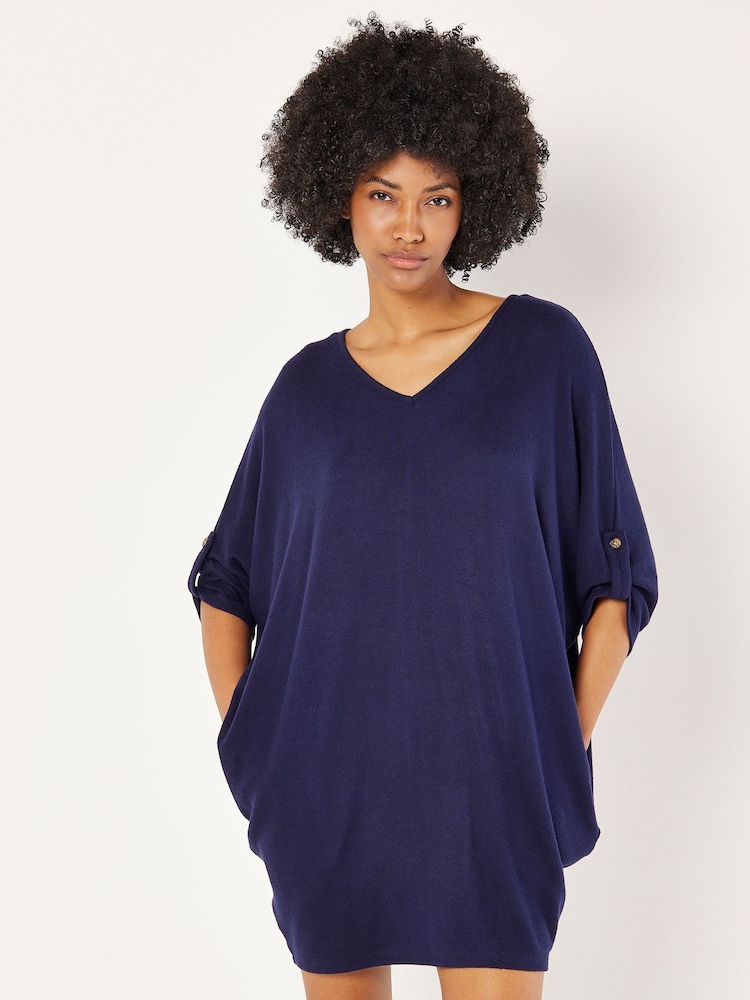 Apricot Blue Heavy Soft Batwing Cocoon Dress - Image 1 of 4