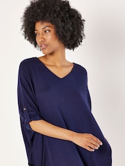 Apricot Blue Heavy Soft Batwing Cocoon Dress - Image 2 of 4