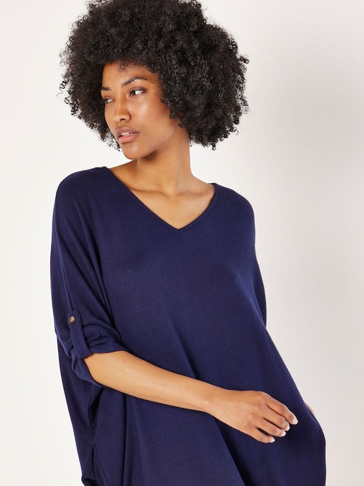 Apricot Blue Heavy Soft Batwing Cocoon Dress - Image 2 of 4