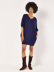 Apricot Blue Heavy Soft Batwing Cocoon Dress - Image 4 of 4