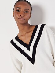 Apricot White Chevron V-Neck Jumper - Image 2 of 4