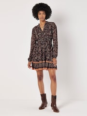Apricot Black Paisley Border Ruffle Dress - Image 3 of 4