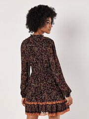 Apricot Black Paisley Border Ruffle Dress - Image 4 of 4