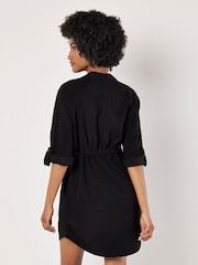 Apricot Black Drawstring Button Batwing Dress - Image 4 of 5