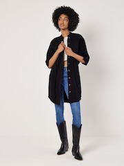 Apricot Black Drawstring Button Batwing Dress - Image 5 of 5