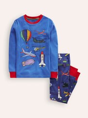 Boden Blue 100% Cotton Snug Long John Transport Pyjamas - Image 1 of 3