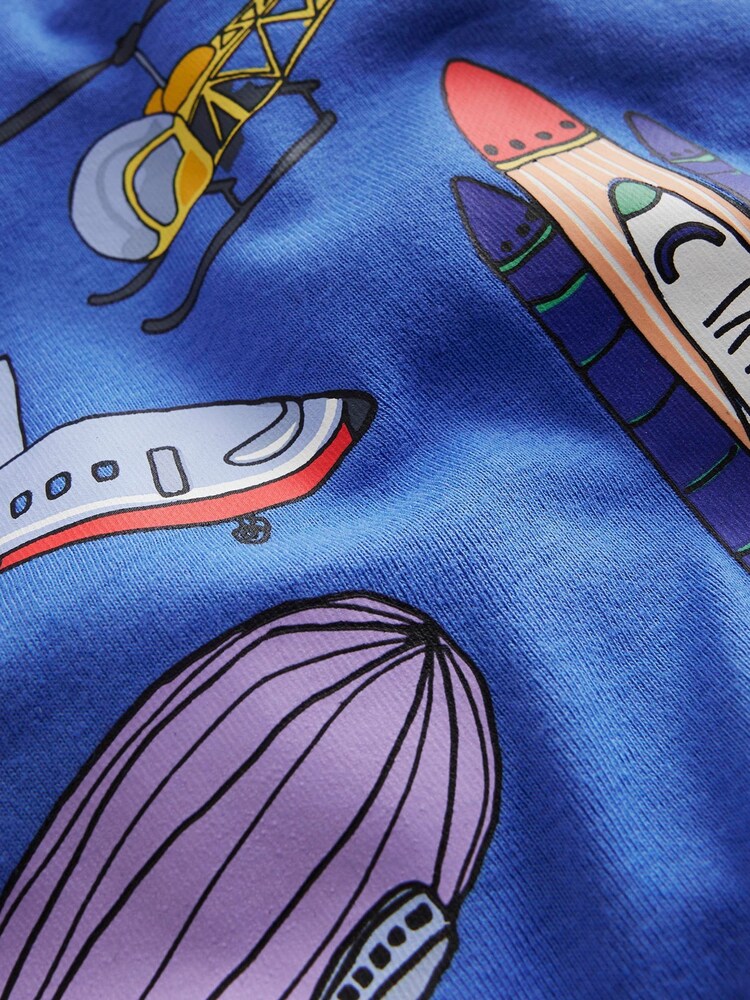 Boden Blue 100% Cotton Snug Long John Transport Pyjamas - Image 3 of 3