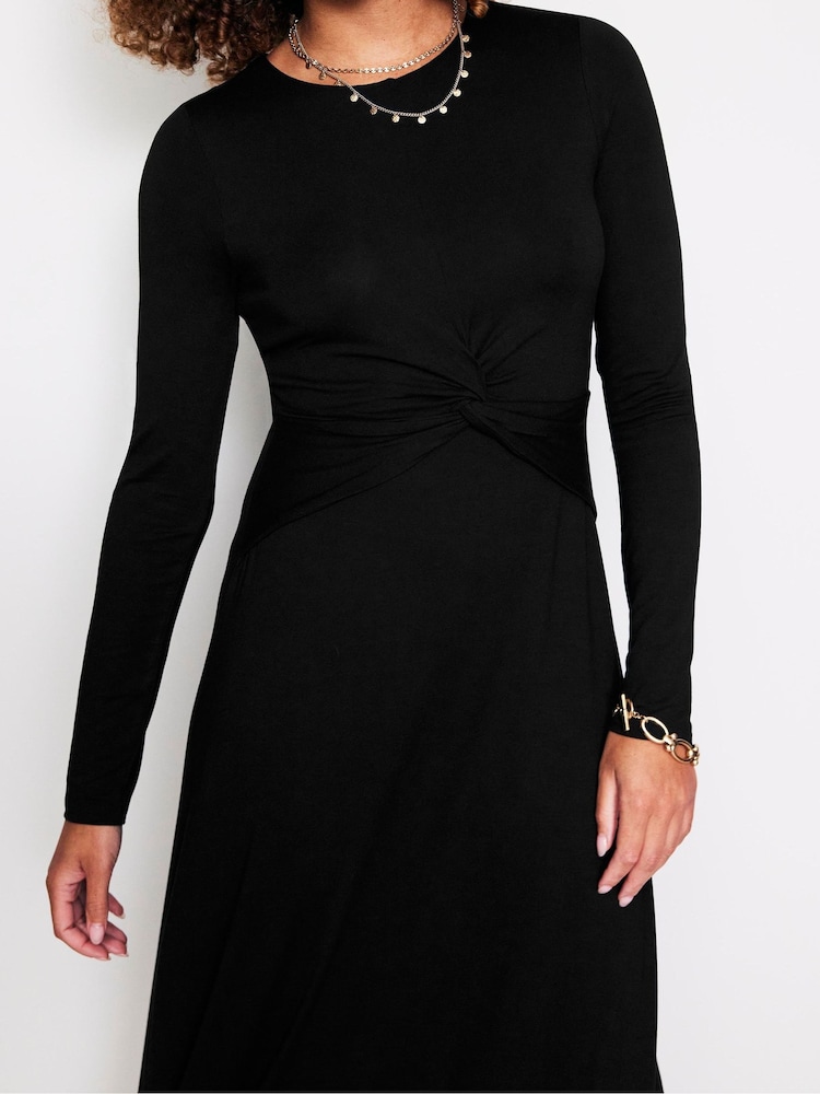 Boden Black Chrome Tall Twisted Waist Jersey Dress - Image 2 of 5