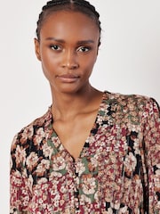 Apricot Green Patchwork Floral Ruffle Dress - Image 3 of 5