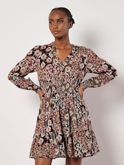 Apricot Green Patchwork Floral Ruffle Dress - Image 5 of 5