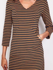 Boden Brown/Cream Tall Twisted Waist Jersey Dress - Image 2 of 5