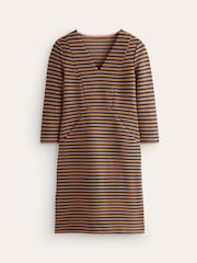 Boden Brown/Cream Tall Twisted Waist Jersey Dress - Image 5 of 5