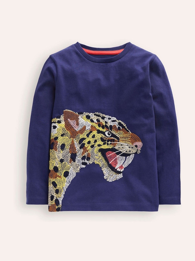 Boden Blue 100% Cotton Sabre Tooth Tiger Superstitch T-Shirt - Image 1 of 3