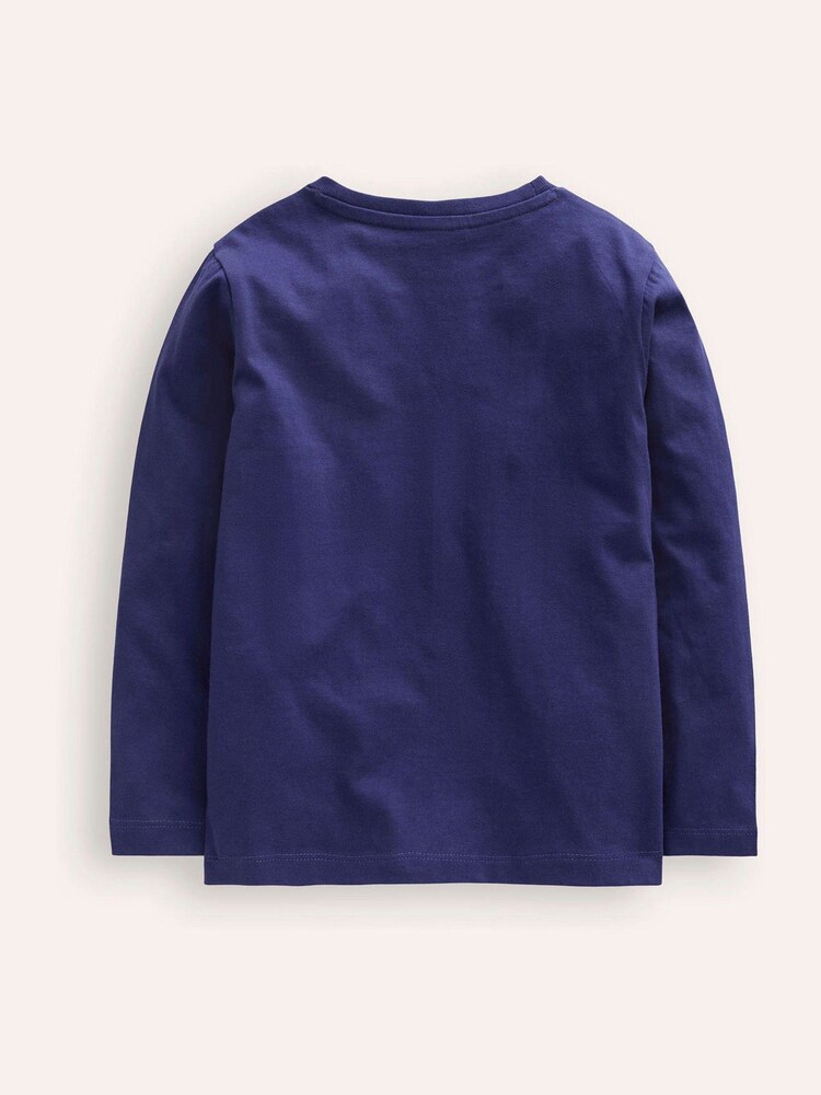 Boden Blue 100% Cotton Sabre Tooth Tiger Superstitch T-Shirt - Image 2 of 3 Boden Blue 100% Cotton Sabre Tooth Tiger Superstitch T-Shirt - Image 2 of 3