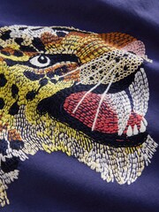Boden Blue 100% Cotton Sabre Tooth Tiger Superstitch T-Shirt - Image 3 of 3