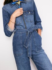 Boden Blue 100% Cotton Denim Utility Jumpsuit - Image 4 of 5