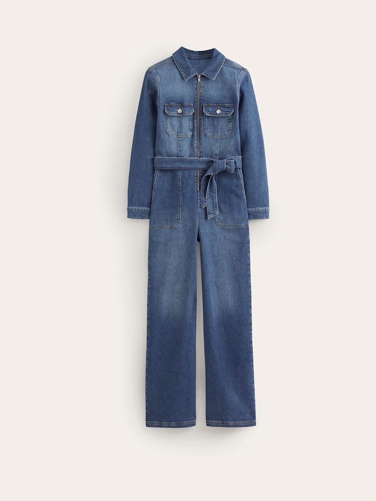 Boden Blue 100% Cotton Denim Utility Jumpsuit - Image 5 of 5