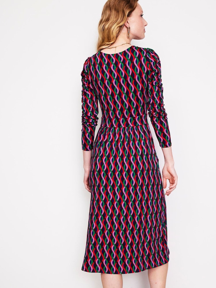 Boden Aqua/Pink Tall Twisted Waist Jersey Dress - Image 2 of 5
