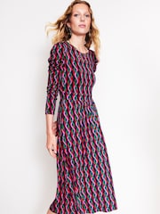 Boden Aqua/Pink Tall Twisted Waist Jersey Dress - Image 3 of 5