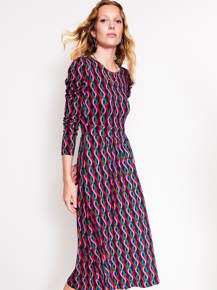 Boden Aqua/Pink Tall Twisted Waist Jersey Dress - Image 3 of 5
