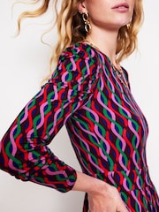 Boden Aqua/Pink Tall Twisted Waist Jersey Dress - Image 4 of 5