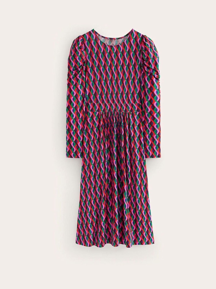 Boden Aqua/Pink Tall Twisted Waist Jersey Dress - Image 5 of 5