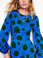 Boden 70s Blue Tall Twisted Waist Jersey Dress - Image 2 of 5