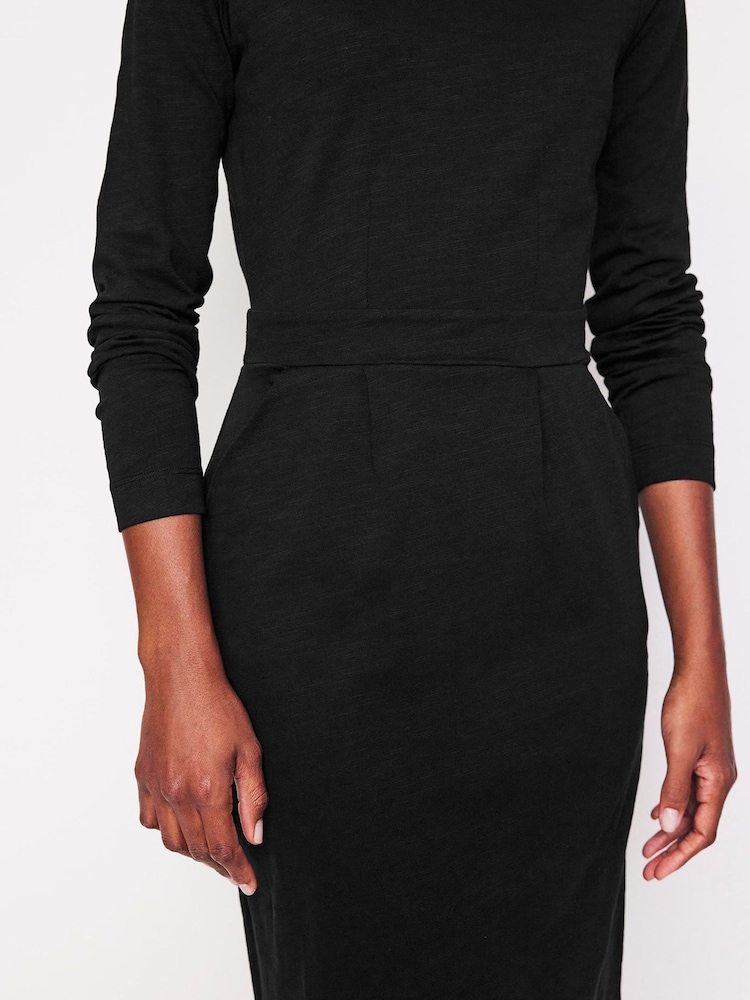 Boden Black Petite Twisted Waist Jersey Dress - Image 2 of 5 Boden Black Petite Twisted Waist Jersey Dress - Image 2 of 5
