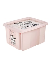 Keeper 2 Pack Nordic Pink Minnie Mouse15L Stacking Storage Box With Lid - Image 2 of 4