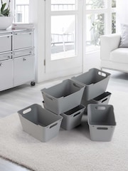 Keeper 6 Pack Nordic Grey Lotta 6L Stacking & Nesting Storage Boxes - Image 1 of 4