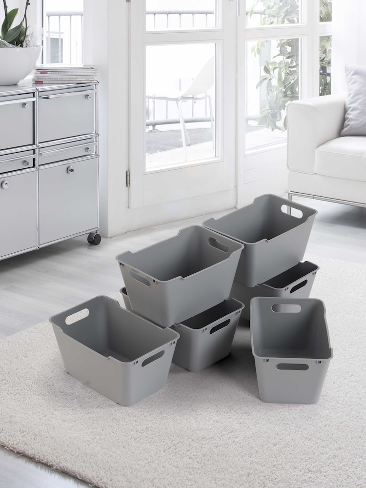 Keeper 6 Pack Nordic Grey Lotta 6L Stacking & Nesting Storage Boxes - Image 1 of 4