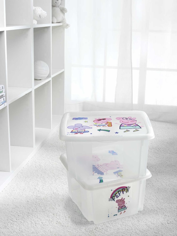 Keeper 2 Pack Crystal Clear Peppa Pig 15L Stacking Storage Box With Lid - Image 1 of 1
