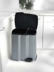 Keeper Silver and Black Gunner Dual Compartment Pedal Dustbin - Image 1 of 5
