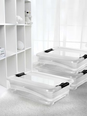Keeper Set of 3 Crystal clear Cornelia Crystal 28L Storage Box with Locking Clips - Image 1 of 4