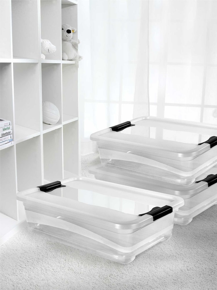 Keeper Set of 3 Crystal clear Cornelia Crystal 28L Storage Box with Locking Clips - Image 1 of 4