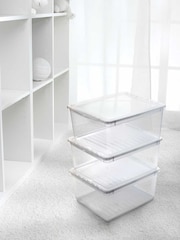 Keeper 3 Pack Crystal Transparent Bea 18L Storage Box Set With Air Control System - Image 1 of 5