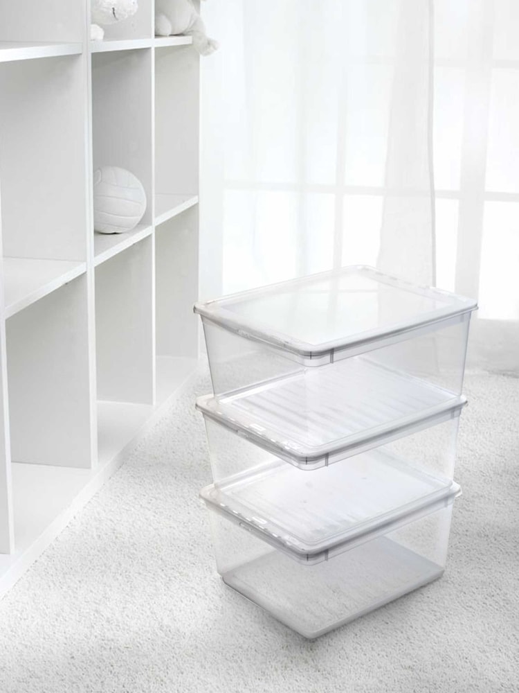 Keeper 3 Pack Crystal Transparent Bea 18L Storage Box Set With Air Control System - Image 1 of 5