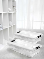 Keeper 2 Pack Crystal Clear Cornelia 33L Storage Box With Locking Clips - Image 1 of 4