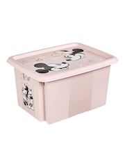 Keeper 2 Pack Pink Minnie Mouse 15L Stacking Storage Box With Lid - Image 2 of 4