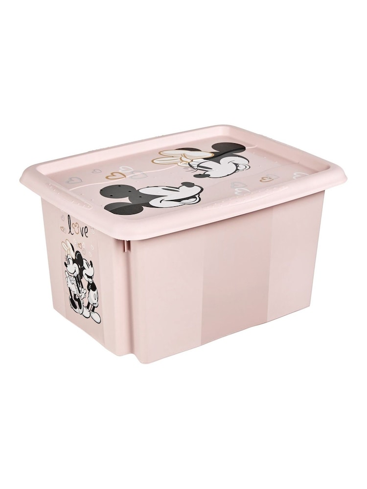 Keeper 2 Pack Pink Minnie Mouse 15L Stacking Storage Box With Lid - Image 2 of 4